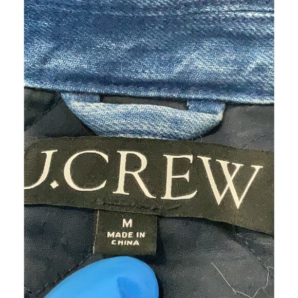 J.Crew Women's Cropped Denim Puffer Jacket Blue M - Picture 4 of 6
